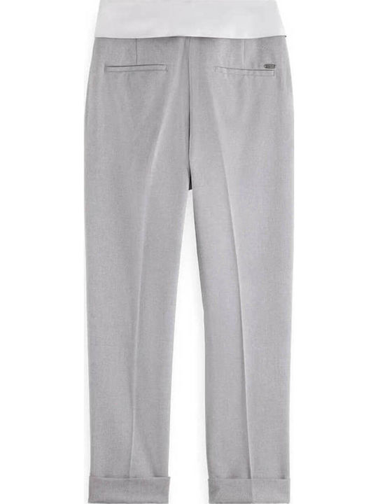Scotch & Soda Lily Women's High-waisted Fabric Trousers Light Grey Melange