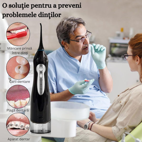 Irigator Oral Profesional Fără Fir Birai Aparat de Curățare Dentară cu Apă Portabil L15 Inteligent Eficient 5 Programe de Lucru 1800 Pulsuri Min IPX7 Rezistent la Apă Rotire 360 de Grade 4 Capete