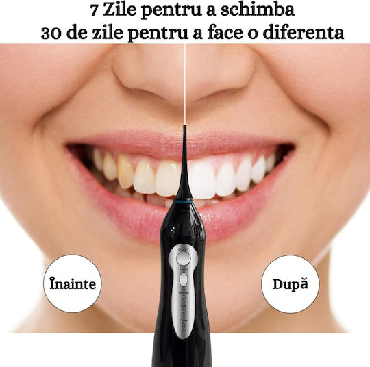 Irigator Oral Profesional Fără Fir Birai Aparat de Curățare Dentară cu Apă Portabil L15 Inteligent Eficient 5 Programe de Lucru 1800 Pulsuri Min IPX7 Rezistent la Apă Rotire 360 de Grade 4 Capete
