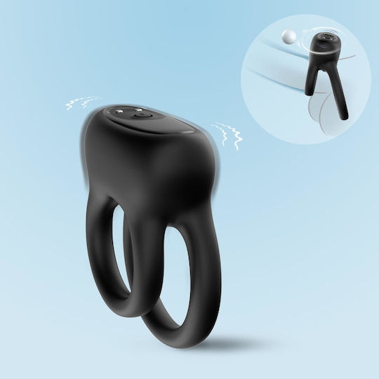 Vibrating Erection Ring Penis Overlay Dualo Black 9 Vibration Functions