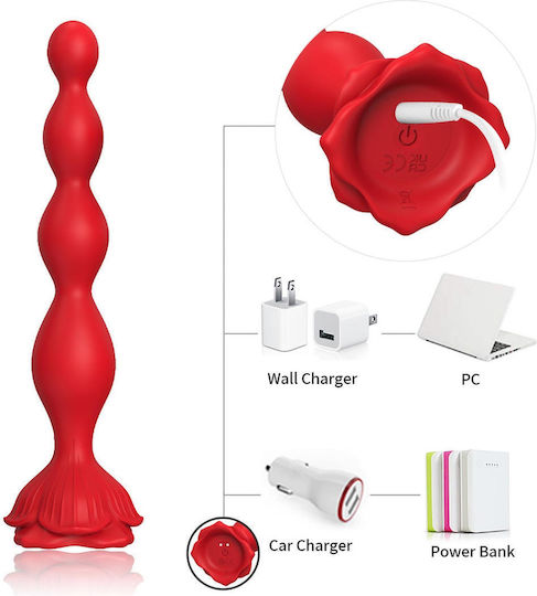 Vibrating Anal Plug Vibrator Rosestick Red 9 Vibration Functions