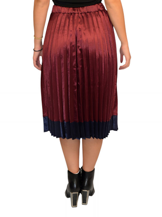 Morena Spain Pleated Midi Skirt Bordeaux