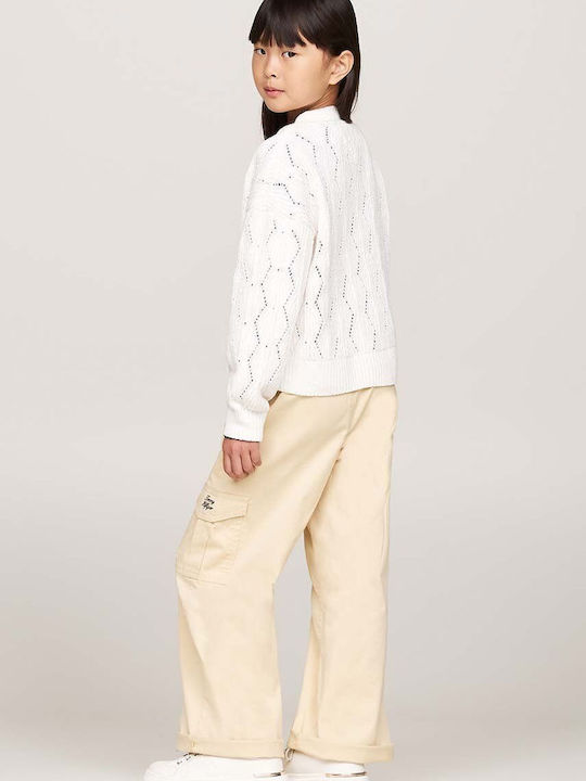 Kids Cardigan Knitted Ivory Petal