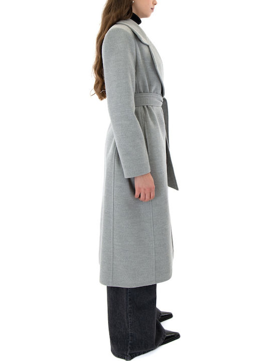 Women's Gray Coat with Belt