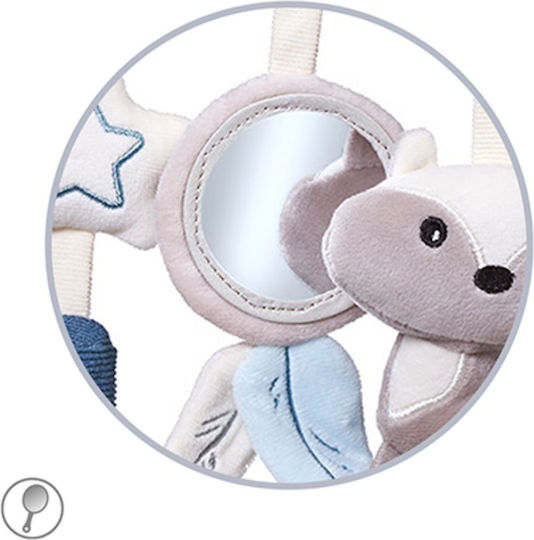 Babyono Hängendes Babyspielzeug für Kinderbett und Kinderwagen mit Beißring und Spiegel Raccoon für Neugeborene