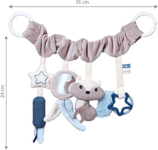 Babyono Hängendes Babyspielzeug für Kinderbett und Kinderwagen mit Beißring und Spiegel Raccoon für Neugeborene