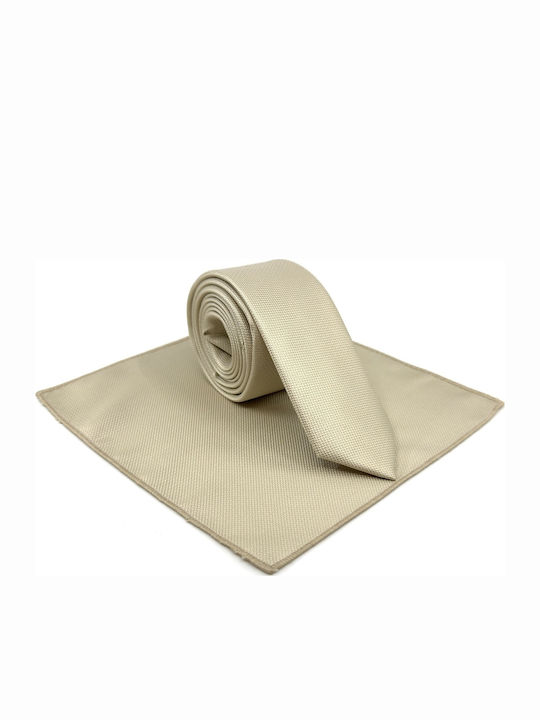 Legend Accessories Set de Cravată pentru Bărbați Sintetic Monocromie în Culorea Bej