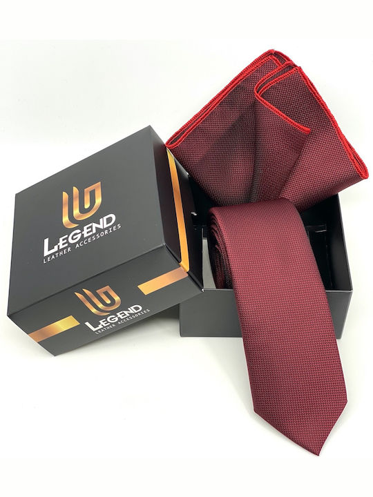 Legend Accessories ΤΥΠΟΥ OXFORD Σετ Ανδρικής Γραβάτας Συνθετική Μονόχρωμη σε Μπορντό Χρώμα