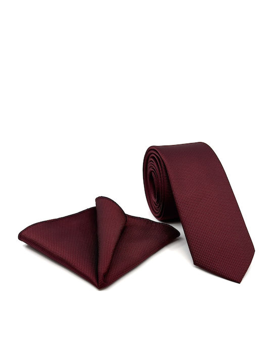 Legend Accessories ΤΥΠΟΥ OXFORD Σετ Ανδρικής Γραβάτας Συνθετική Μονόχρωμη σε Μπορντό Χρώμα
