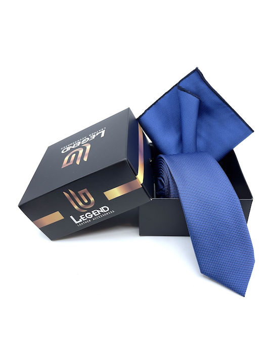 Legend Accessories Herren Krawatten Set Synthetisch,Polyester/Cotton/Leather Monochrom in Blau Farbe