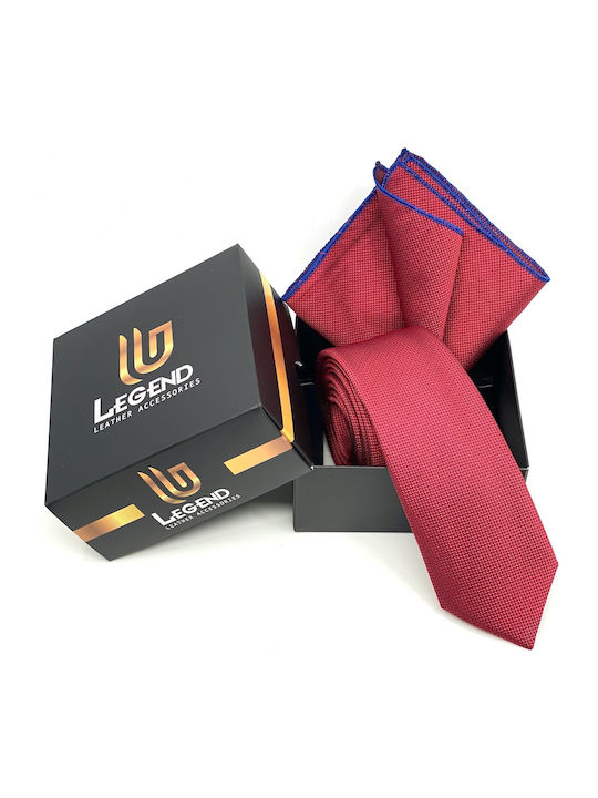 Legend Accessories Men's Tie Set Synthetic Monochrome In Burgundy Colour