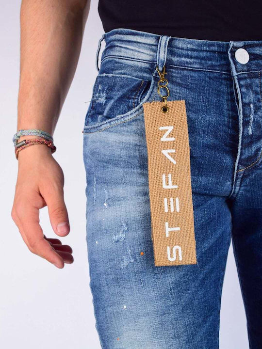 Ανδρικό Παντελόνι Τζιν με Slim Εφαρμογή Μπλε