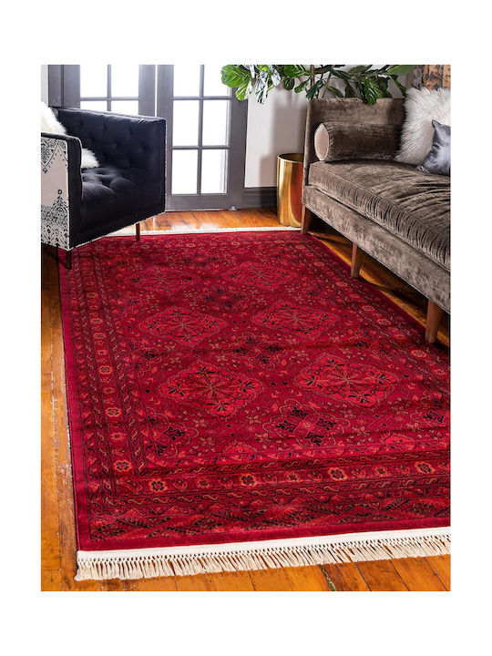 Saray Home Bokhara Wohnzimmer Teppich Rechteckig mit Fransen Bordeaux 275x365cm