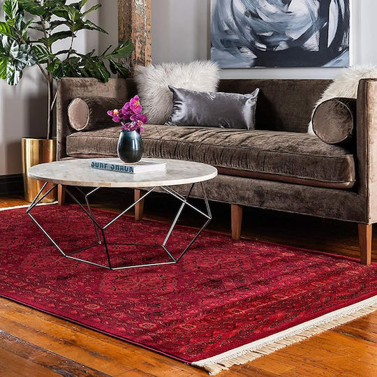 Saray Home Bokhara Wohnzimmer Teppich Rechteckig mit Fransen Bordeaux 275x365cm