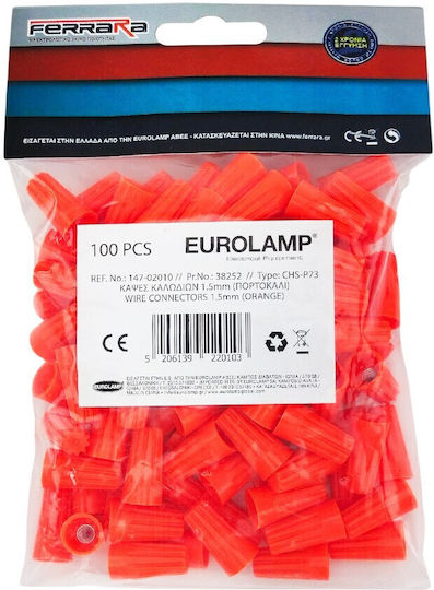 Eurolamp Капси За Кабели 100 Брой Оранжеви