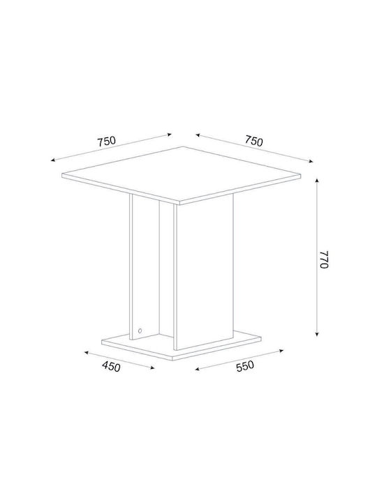 Allos Τετράγωνο Τραπέζι Τραπεζαρίας Ξύλινο Sapphire Oak 75x75x77εκ.