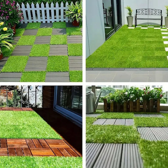 Artificial Grass In Tiles Green Beautiful 30x30cm Connected Pleasant Feet