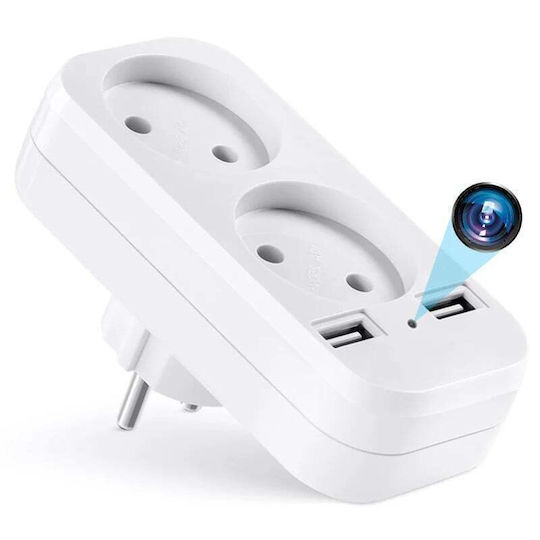 Cameră Spion în Adaptor Dublu Iuni Ad1 Wi-fi Full HD Senzor de Mișcare