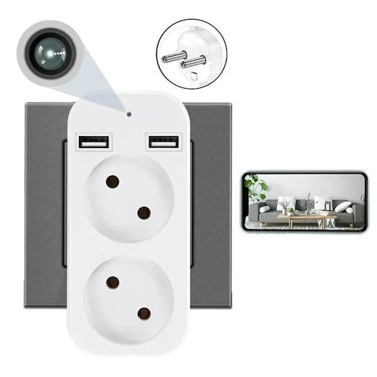 Cameră Spion în Adaptor Dublu Iuni Ad1 Wi-fi Full HD Senzor de Mișcare
