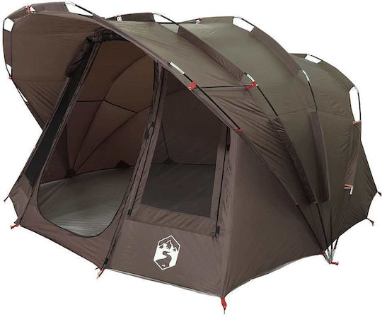 vidaXL Fishing Tent Camping Tent Igloo Brown 3 Seasons for 5 People 320x292x178cm