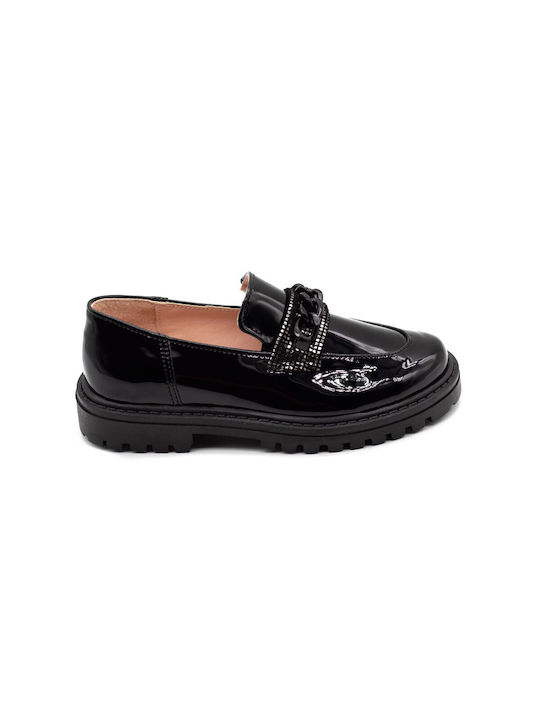 Aby Girls Leather Moccasins Black