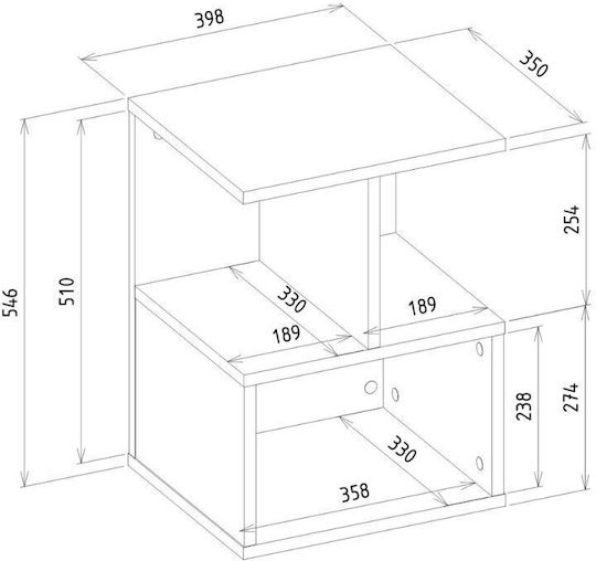 Комод Entiero Дървен Бежов 39.8x35x54.6см