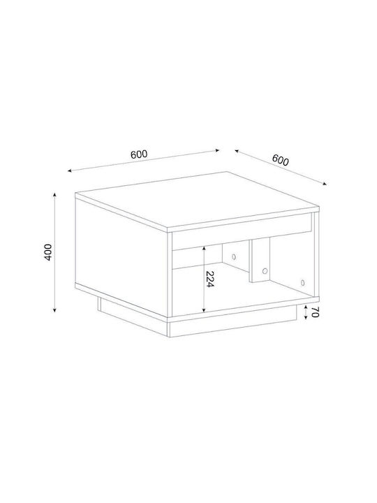 Square Central Coffee Table Onda Wooden Sapphire Oak W60xL60xH40cm GP042-0266 1