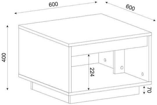 Square Central Coffee Table Onda Wooden Sapphire Oak W60xL60xH40cm GP042-0266 1