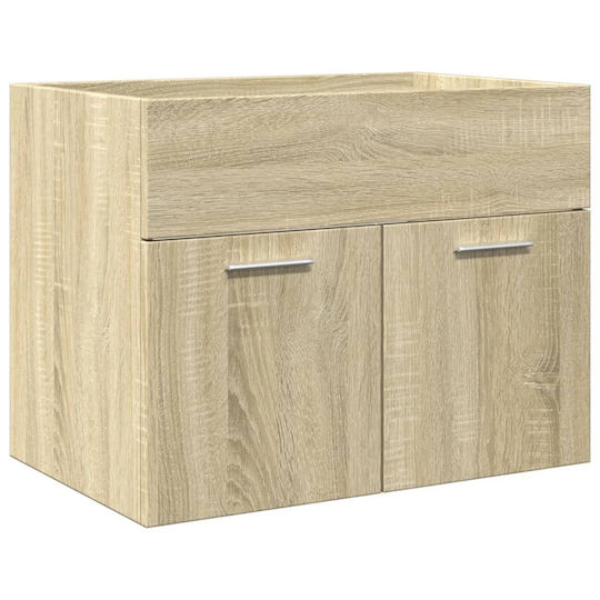 vidaXL Waschtisch mit Waschbecken, Spiegel & Säule L61xB18.5xH39.5cm Sonoma Oak