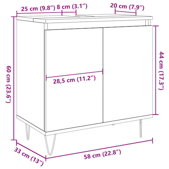 vidaXL Countertop without Sink L58xW33xH60cm Gray
