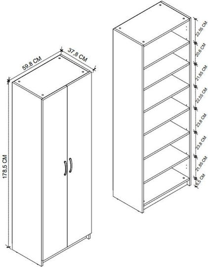 Doppeltür Kleiderschrank Renso Sapphire Oak 59.8x37.8x178.5cm