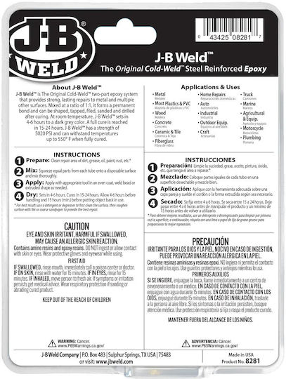 J-B Weld Two-Part Epoxy Adhesive Twin Tube 10 Oz Dark Grey 142g