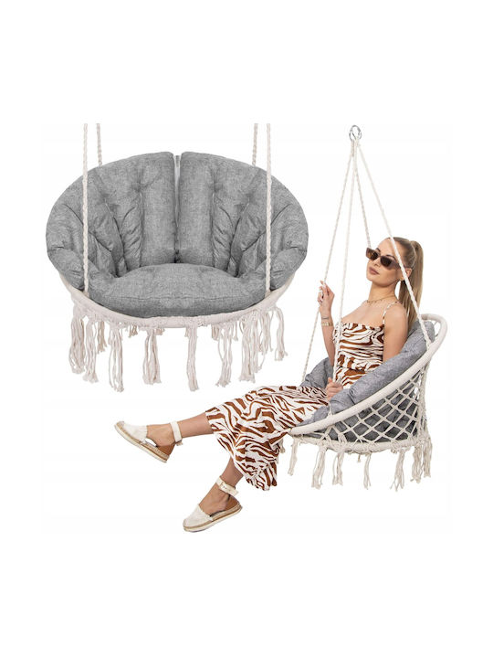 Leagăn suspendat fotoliu cu pernă material textil Bej Rezistență până la 150kg L100xL100xH120cm