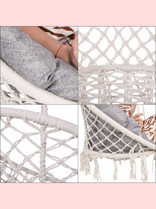 Leagăn suspendat fotoliu cu pernă material textil Bej Rezistență până la 150kg L100xL100xH120cm