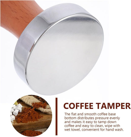 Coffee Tamper Zola Stainless Steel 51 Mm Height 86 Mm Wooden Handle