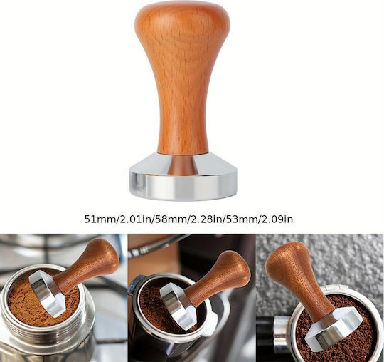 Coffee Tamper Zola Stainless Steel 51 Mm Height 86 Mm Wooden Handle