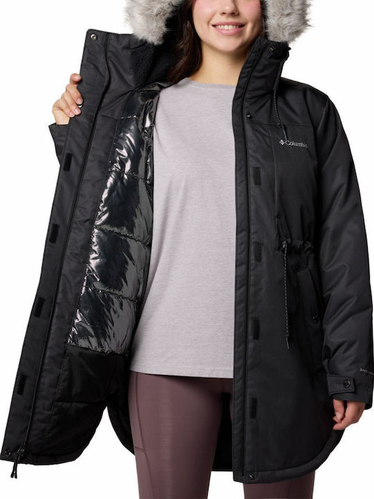 Mountain Ii Mid Insulated Women's Long Parka Jacket Waterproof for Winter with Hood Black