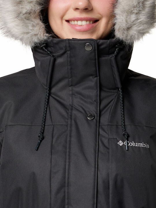 Mountain Ii Mid Insulated Women's Long Parka Jacket Waterproof for Winter with Hood Black
