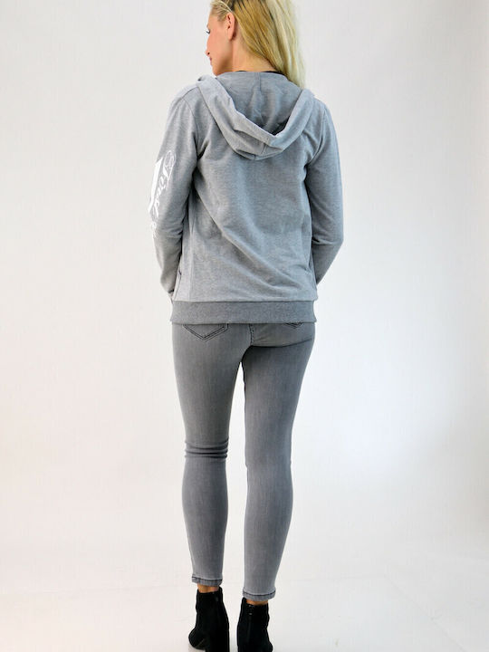 Women's Sweatshirt Jacket Hooded Gray