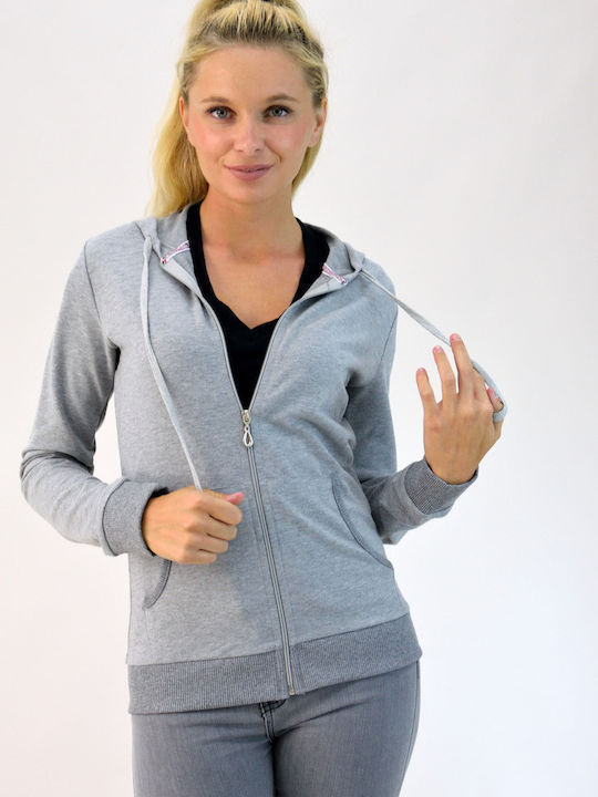 Women's Sweatshirt Jacket Hooded Gray