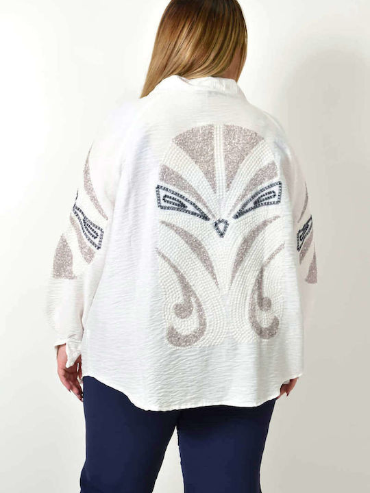 Damen-Cardigan mit Pailletten-Design Weiß 24466