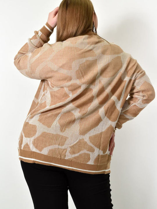 Γυναικεία Ζακέτα Oversized Σχέδιο Μπεζ 22974