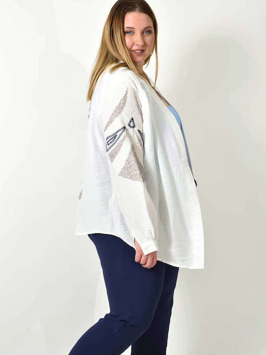 Damen-Cardigan mit Pailletten-Design Weiß 24466