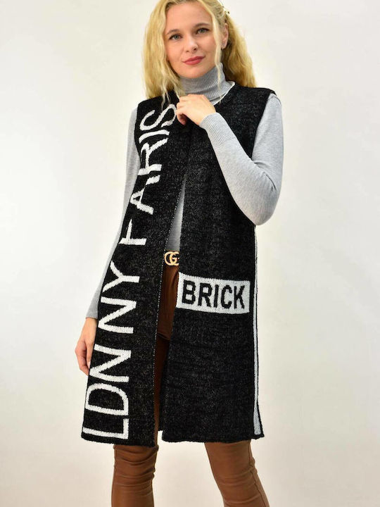 Knitted Sleeveless Cardigan Logo Black 4767