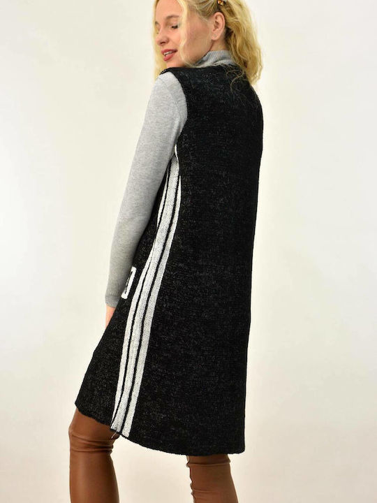 Cardigan Tricotat Fără Mâneci Logo Negru 4767