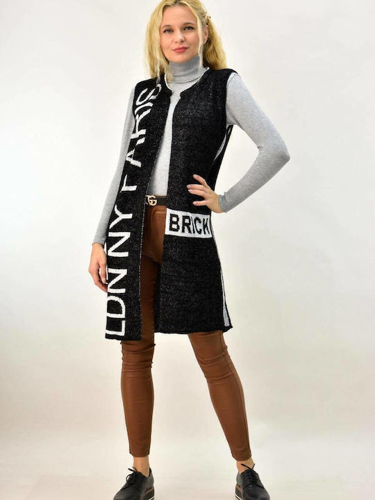 Cardigan Tricotat Fără Mâneci Logo Negru 4767