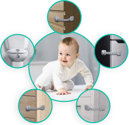 Ricokids Siguranță pentru dulap și sertar din Plastic în Culoare Gri 3.7x3.7x3.7εκ. 6buc