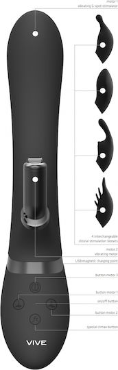 Vibrator Kaninchen mit Fernbedienung Schwarz