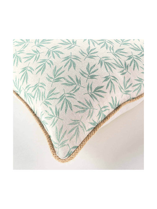 Sofa Cushion L-c Maddy White/Green Leaves 45x45cm