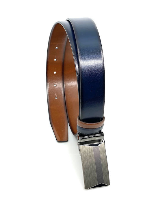 Men's Belt from Artificial Leather Double Sided Navy Blue 2021-A ΜΠΛΕ ΤΑΜΠΑ